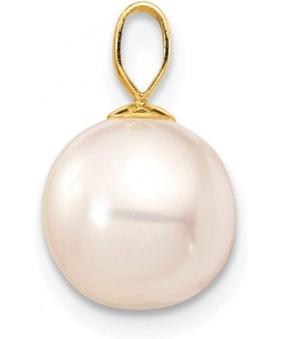 Solid 14k Yellow Gold 8-9mm White Round Freshwater Cultured Pearl Pendant Charm $35.60 Pendants