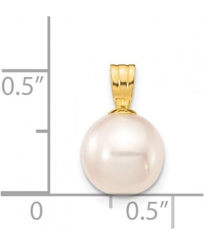 Solid 14k Yellow Gold 8-9mm White Round Freshwater Cultured Pearl Pendant Charm $35.60 Pendants