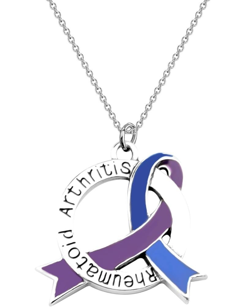 Blue & Purple Awareness Ribbon Jewelry RA Warriors Gift Rheumatoid Arthritis Awareness Zipper Pull/Necklace Blue & Purple N $...