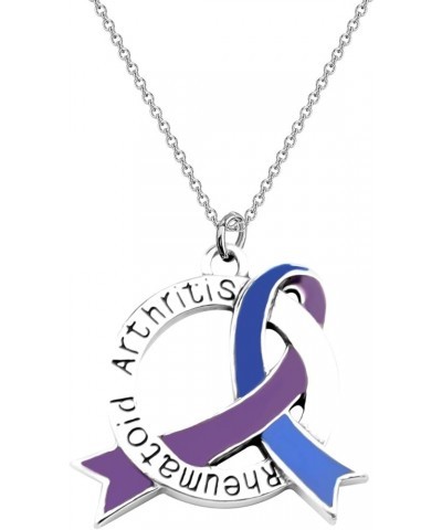 Blue & Purple Awareness Ribbon Jewelry RA Warriors Gift Rheumatoid Arthritis Awareness Zipper Pull/Necklace Blue & Purple N $...