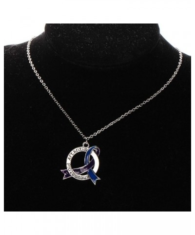 Blue & Purple Awareness Ribbon Jewelry RA Warriors Gift Rheumatoid Arthritis Awareness Zipper Pull/Necklace Blue & Purple N $...