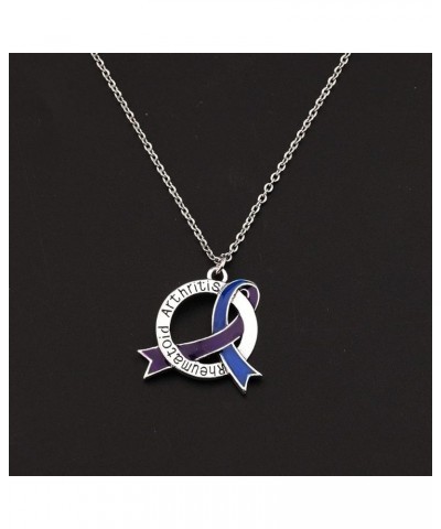 Blue & Purple Awareness Ribbon Jewelry RA Warriors Gift Rheumatoid Arthritis Awareness Zipper Pull/Necklace Blue & Purple N $...