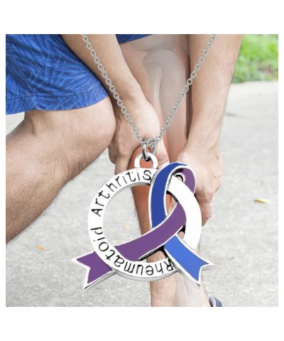 Blue & Purple Awareness Ribbon Jewelry RA Warriors Gift Rheumatoid Arthritis Awareness Zipper Pull/Necklace Blue & Purple N $...