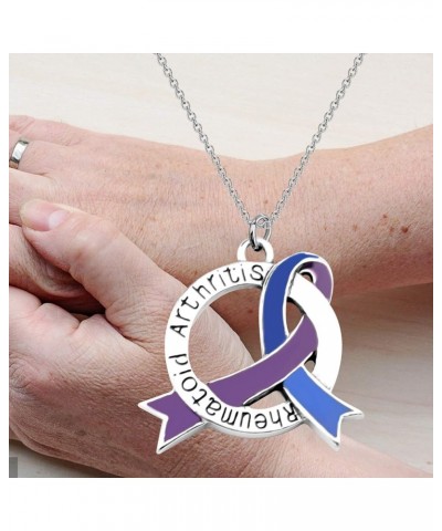 Blue & Purple Awareness Ribbon Jewelry RA Warriors Gift Rheumatoid Arthritis Awareness Zipper Pull/Necklace Blue & Purple N $...