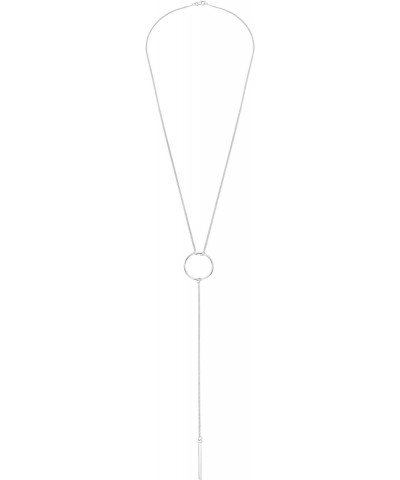 Simply Chic Dangling Bar and Circle Y-Shape .925 Sterling Silver Lariat Necklace | Sterling Circle Y-Shape Necklace | Silver ...