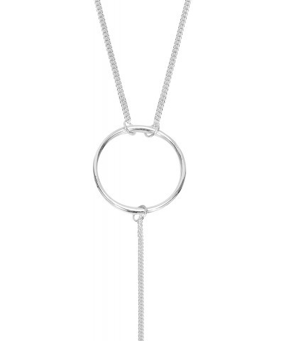 Simply Chic Dangling Bar and Circle Y-Shape .925 Sterling Silver Lariat Necklace | Sterling Circle Y-Shape Necklace | Silver ...