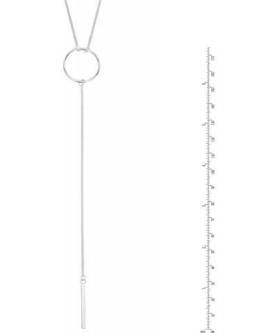 Simply Chic Dangling Bar and Circle Y-Shape .925 Sterling Silver Lariat Necklace | Sterling Circle Y-Shape Necklace | Silver ...