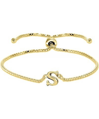 Yellow Gold Flashed Sterling Silver A Letter Initial Alphabet Adjustable Bolo Bracelet S $12.71 Bracelets