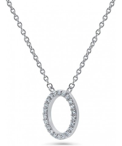 Sterling Silver Initial Letter Cubic Zirconia CZ Pendant Necklace for Women, Rhodium Plated Letter O $24.00 Necklaces