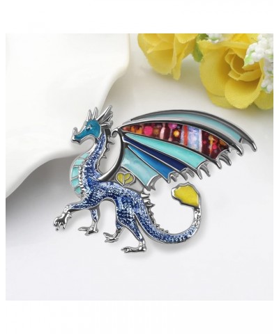 Enamel Funny Dragon Brooch Pins Zinc Alloy Fashion Jewelry Dinosaur Brooches for Women Girls Gifts Scarf Lapel Pin Charms Blu...