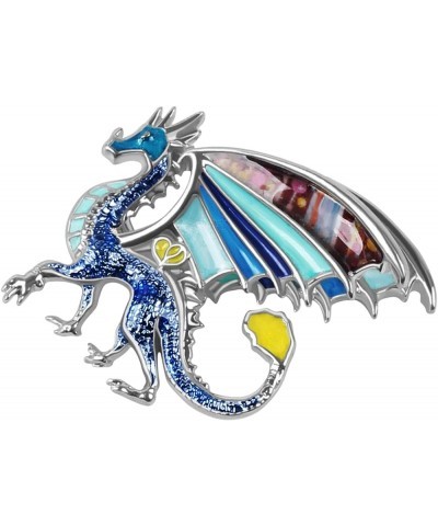 Enamel Funny Dragon Brooch Pins Zinc Alloy Fashion Jewelry Dinosaur Brooches for Women Girls Gifts Scarf Lapel Pin Charms Blu...