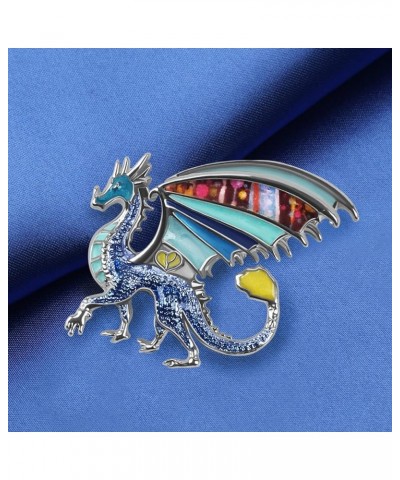 Enamel Funny Dragon Brooch Pins Zinc Alloy Fashion Jewelry Dinosaur Brooches for Women Girls Gifts Scarf Lapel Pin Charms Blu...