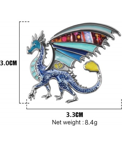 Enamel Funny Dragon Brooch Pins Zinc Alloy Fashion Jewelry Dinosaur Brooches for Women Girls Gifts Scarf Lapel Pin Charms Blu...