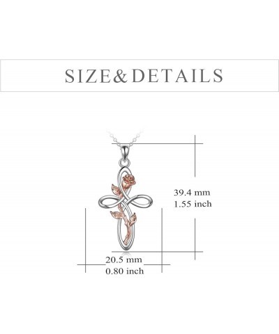 Cross Necklace with Sunflower Rose Flower Sterling Silver Infinity Love Celtic Knot Pendant Necklace for Women Silver $14.28 ...