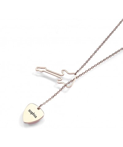 Guitar Necklace Personalized Name Y Lariat Necklace 925 Sterling Silver Guitar Music Pick Pendant Personalized Jewelry Gift f...