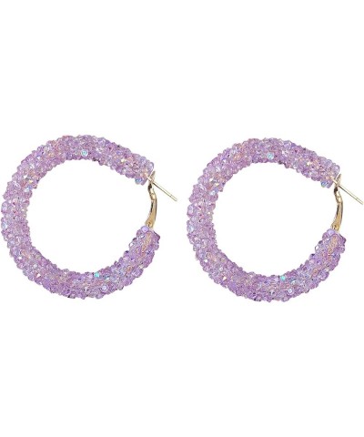 Drop Earrings for Women Bohemian Shiny Glitter Sequins Hoop Earrings Wrapped Gold Plated Circle Statement Rhinestone Dangle D...