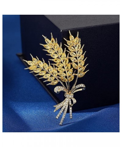 Wheat Ears Brooch Stylish Chic Cubic Zirconia Brooches & Pins for Women Gift Three Wheat $16.50 Brooches & Pins