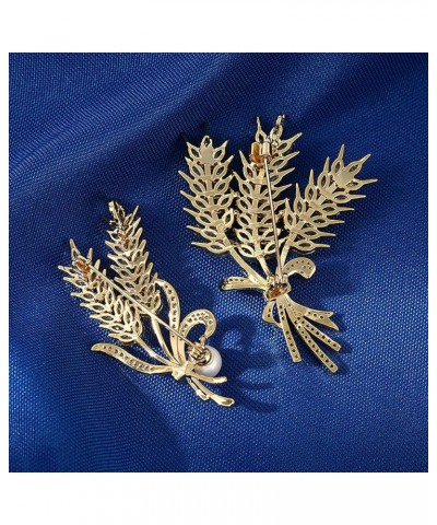 Wheat Ears Brooch Stylish Chic Cubic Zirconia Brooches & Pins for Women Gift Three Wheat $16.50 Brooches & Pins