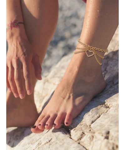 Extra Large Gold Anklets for Women Gold Layered Ankle Bracelets Waterproof Anklets Adjustable Ankle Bracelets Summer Beach An...