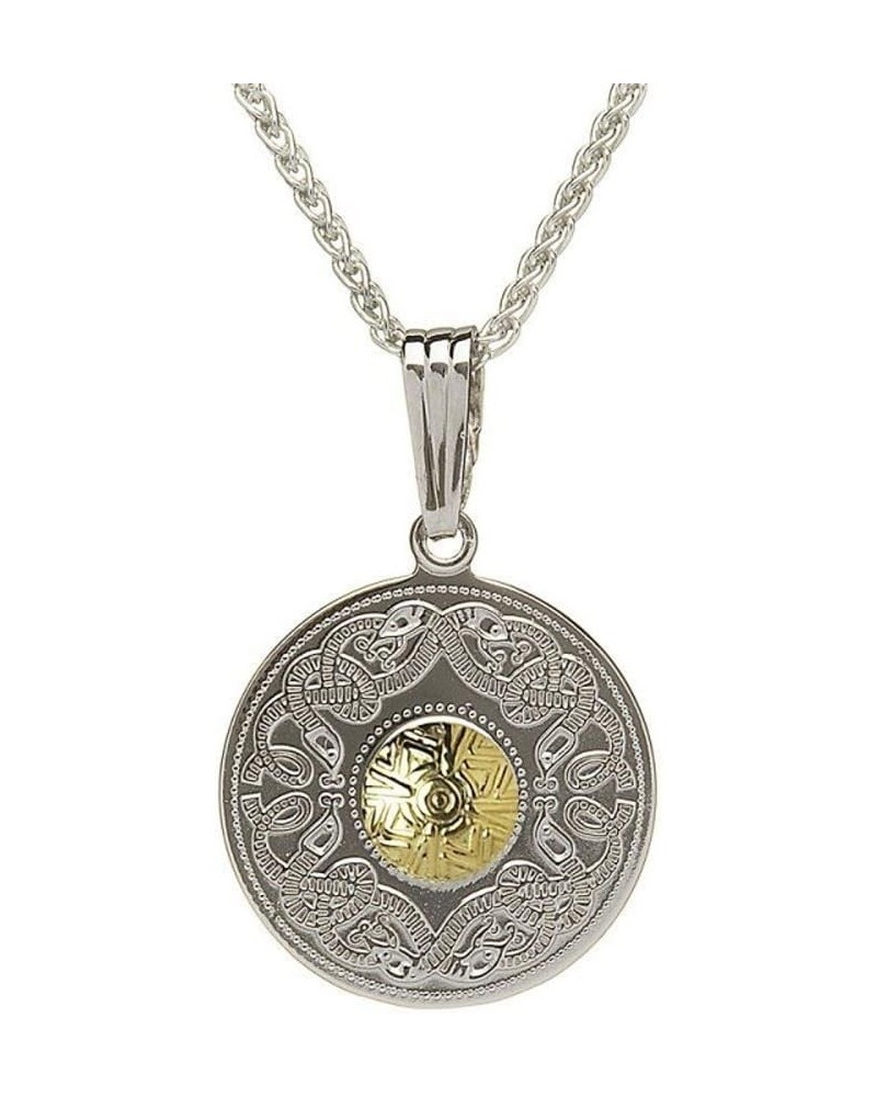 Celtic Warrior Shield Necklace 925 Sterling Silver and 18K Gold Plated Bead, Fine Irish Imported Jewelry $84.84 Necklaces