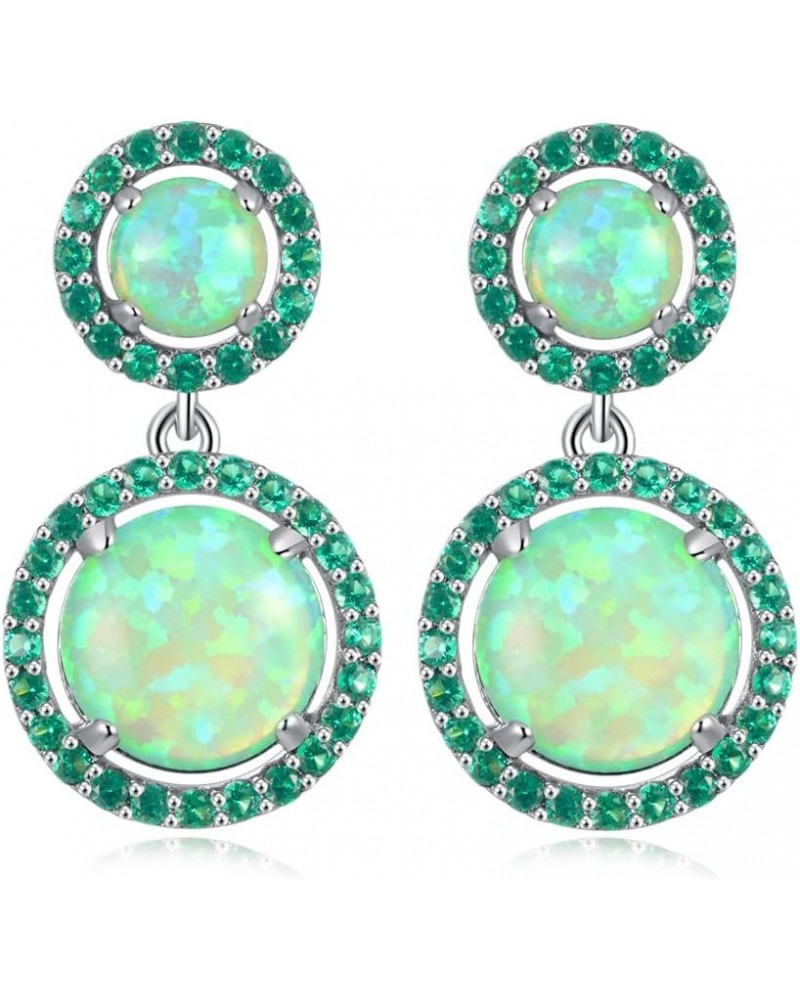 Womens Jewelry Gifts Rhodium Plated Green Fire Opal Emerald Women Jewelry Gemstone Stud Earrings 1 1/8 green $13.77 Earrings