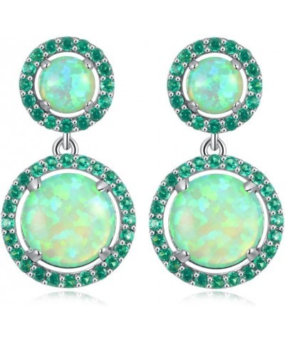 Womens Jewelry Gifts Rhodium Plated Green Fire Opal Emerald Women Jewelry Gemstone Stud Earrings 1 1/8 green $13.77 Earrings