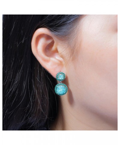 Womens Jewelry Gifts Rhodium Plated Green Fire Opal Emerald Women Jewelry Gemstone Stud Earrings 1 1/8 green $13.77 Earrings