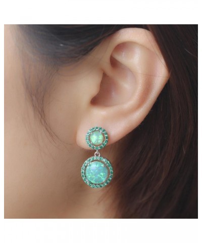 Womens Jewelry Gifts Rhodium Plated Green Fire Opal Emerald Women Jewelry Gemstone Stud Earrings 1 1/8 green $13.77 Earrings