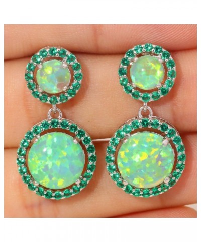 Womens Jewelry Gifts Rhodium Plated Green Fire Opal Emerald Women Jewelry Gemstone Stud Earrings 1 1/8 green $13.77 Earrings