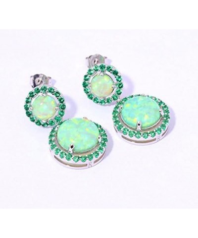 Womens Jewelry Gifts Rhodium Plated Green Fire Opal Emerald Women Jewelry Gemstone Stud Earrings 1 1/8 green $13.77 Earrings