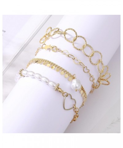 Dainty Gold and Silver Chain Bracelets Set for Women 18K Gold Plated Link Chain Bracelet for Women Trendy Silver Gold Stackab...