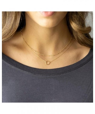 Dainty Gold Necklace for Women 14K Gold Plated Layered Satellite Necklaces Trible Layering Paper Clip Chain Link Necklace Eve...