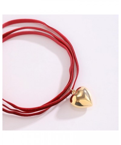 Velvet Choker Necklace for Women, Bow Heart Pendant Necklace, Aesthetic Accessories Heart Necklace, Fashion Jewelry for Girls...