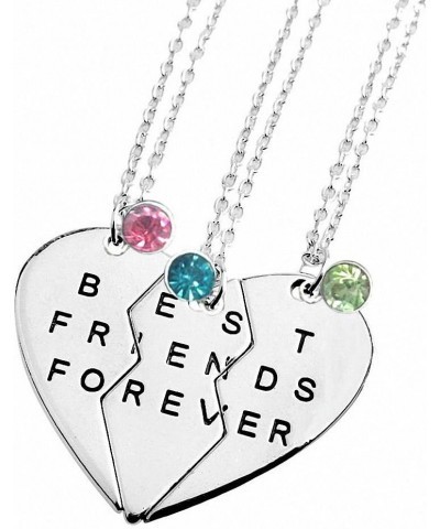 Best Friends Forever Set of three Necklaces with Shiny crystal on Puzzle Heart Pendants white $7.27 Necklaces