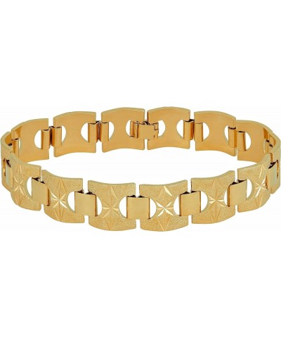 15mm Diamond Cut Star and Arrows Link Bracelet for Men and Women 24k Gold Plated Gold 7 inches $45.07 Bracelets