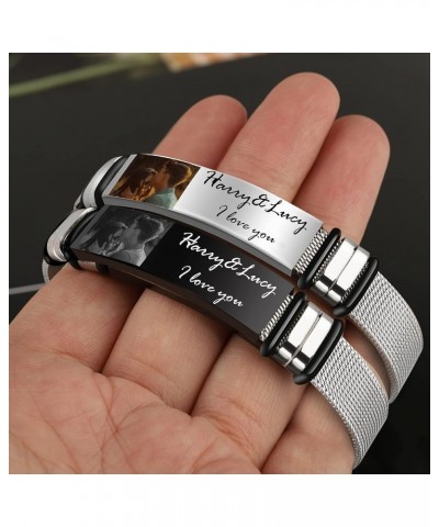 Personalized Photo Bracelets Picture Bracelet Personalized Photo Custom Engraved Photo & Text Bracelet For Men Women Stainles...