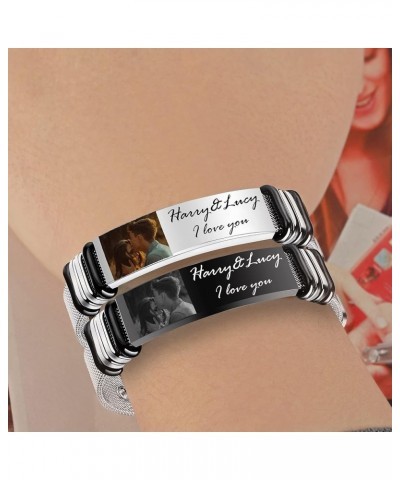 Personalized Photo Bracelets Picture Bracelet Personalized Photo Custom Engraved Photo & Text Bracelet For Men Women Stainles...