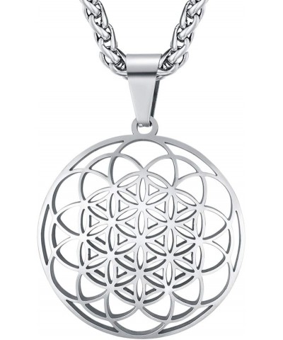 Flower of Life Necklace, Stainless Steel/Gold Plated Men Women Pendant Send with Gift Box Ancient Egypt Mystic School Symbol ...