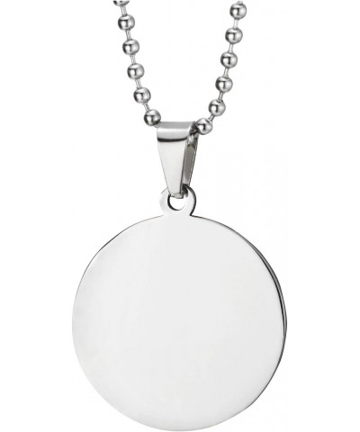 Mens Women Steel Two-sided Mirror Brushed Finishing Circle Medal Pendant Necklace 23.6 in Ball Chain $8.69 Necklaces