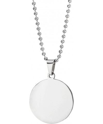 Mens Women Steel Two-sided Mirror Brushed Finishing Circle Medal Pendant Necklace 23.6 in Ball Chain $8.69 Necklaces