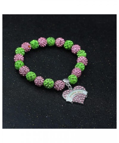 Sorority Paraphernalia Bracelet Greek Sorority Brooch Pin Necklace Pink and Green Crystal Jewelry Sorority Sisterhood Gift fo...