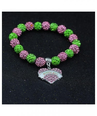 Sorority Paraphernalia Bracelet Greek Sorority Brooch Pin Necklace Pink and Green Crystal Jewelry Sorority Sisterhood Gift fo...