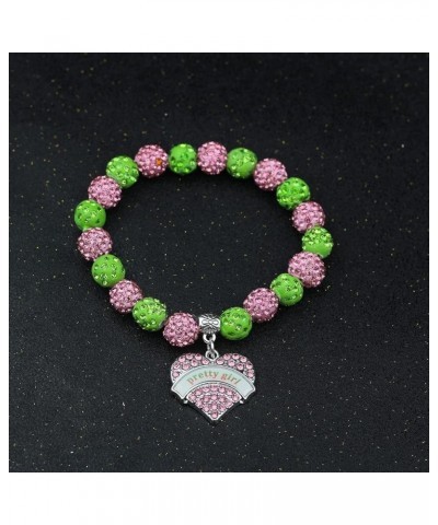 Sorority Paraphernalia Bracelet Greek Sorority Brooch Pin Necklace Pink and Green Crystal Jewelry Sorority Sisterhood Gift fo...