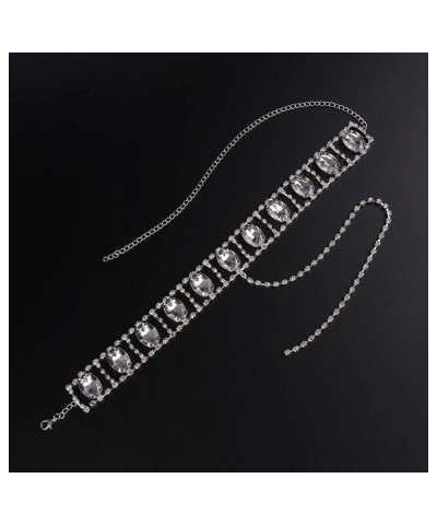 Statement Bling Crystal Thick Choker Rhinestones Long Chain Y Necklace for Women and Girls Silver $12.38 Necklaces