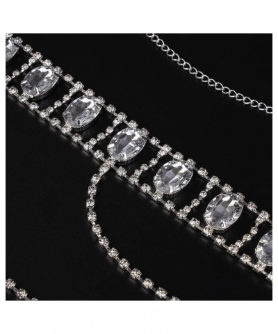 Statement Bling Crystal Thick Choker Rhinestones Long Chain Y Necklace for Women and Girls Silver $12.38 Necklaces