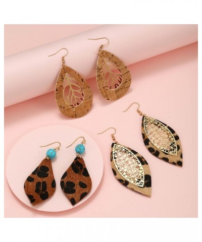 Boho Genuine Leather Leopard Teardrop Earrings for Women Girls Handmade Lightweight Leaf Dangle Earring Jewelry Gift C $6.53 ...