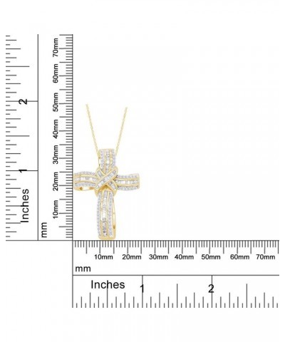 White Natural Diamond Infinity Cross Pendant Necklace in 14k Gold Over Sterling Silver (1 Ct) Gift For Women & Men yellow-gol...