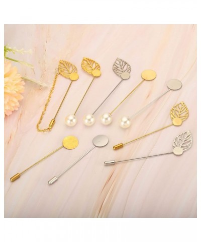 Leaf Brooch Pins 3.3 Inch Metal Tray Stick Lapel Pin Long Needle Clips for Women Men Badge Scarf Hat, Gold Tone, 20pcs White ...