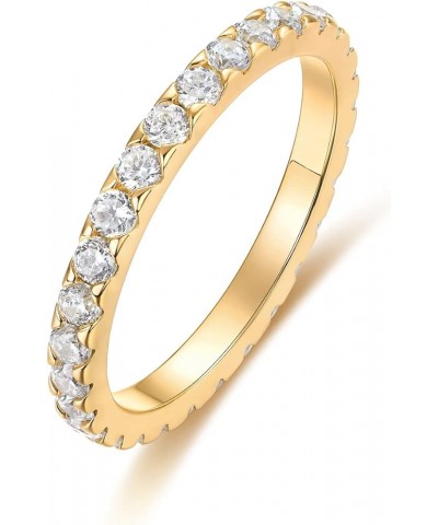 Cubic Zirconia Eternity Wedding Band for Women Stackable Ring 6 14K Yellow Gold Plated $8.92 Rings