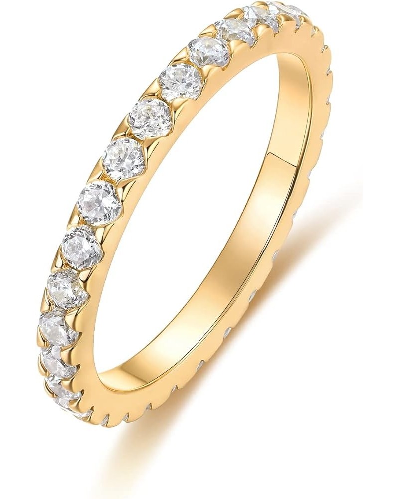 Cubic Zirconia Eternity Wedding Band for Women Stackable Ring 6 14K Yellow Gold Plated $8.92 Rings